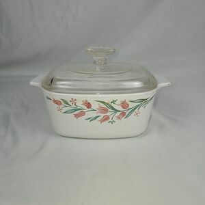 Corning Ware Rosemarie Pink Tulip A-1.5-B 1.5 Qt Covered Casserole Dish With Lid